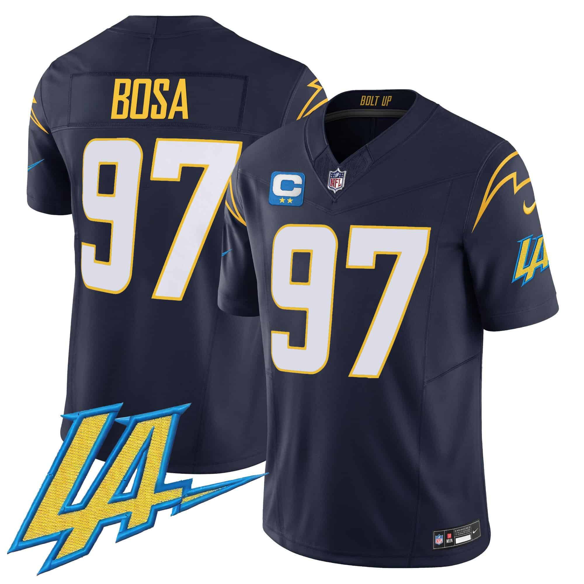 Men Los Angeles Chargers #97 Bosa Drak Blue 2024 Nike Vapor Limited NFL Jersey